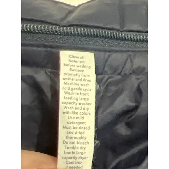 Athleta Black/Blue Puffer Jacket Women's Size M Removeable Hood Inside Pockets - Picture 8 of 11